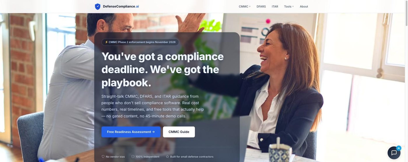 DefenseCompliance.ai — CMMC, DFARS and ITAR compliance guidance site
