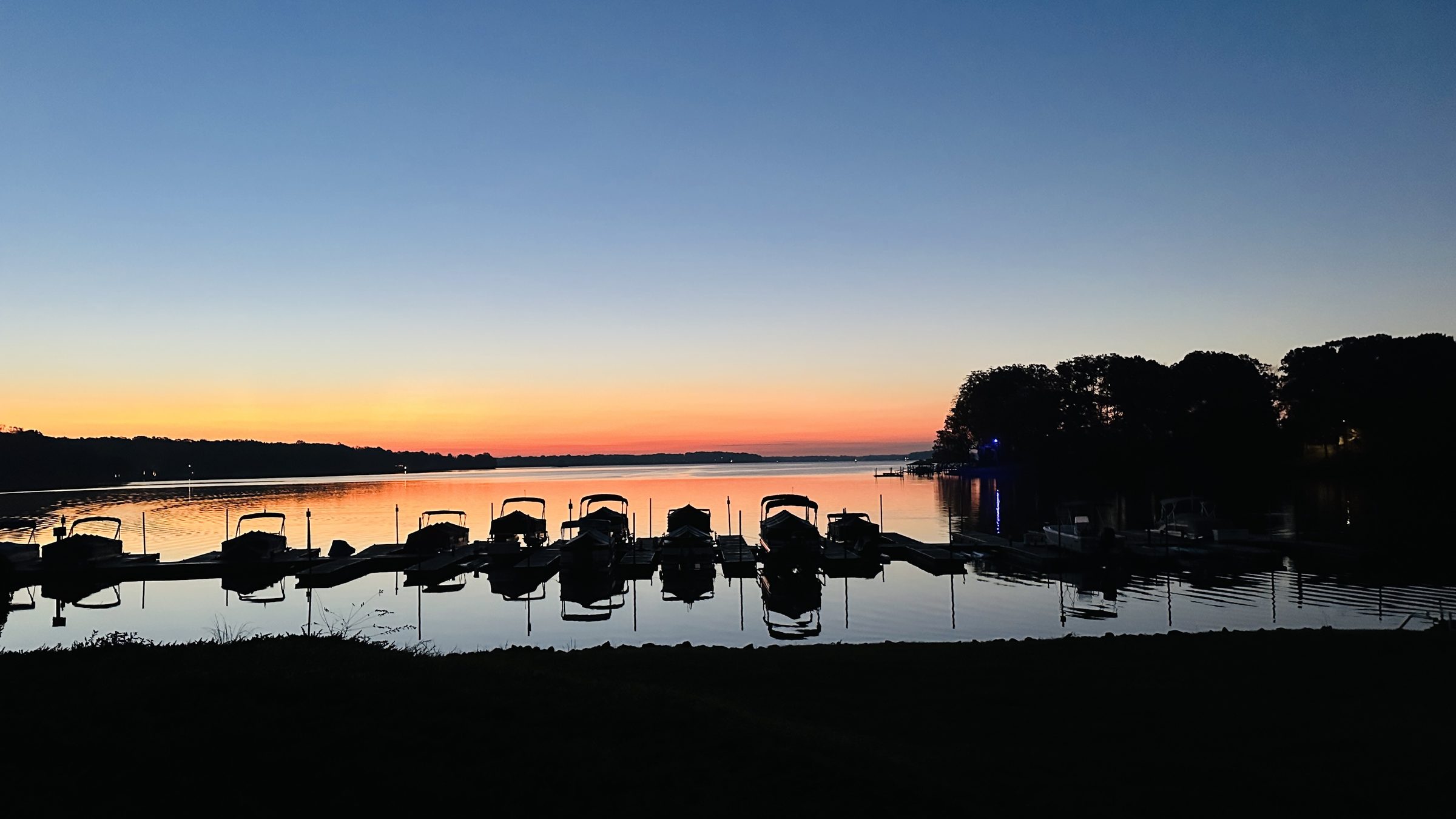 Sunrise over a Lake Norman marina near Mooresville, North Carolina